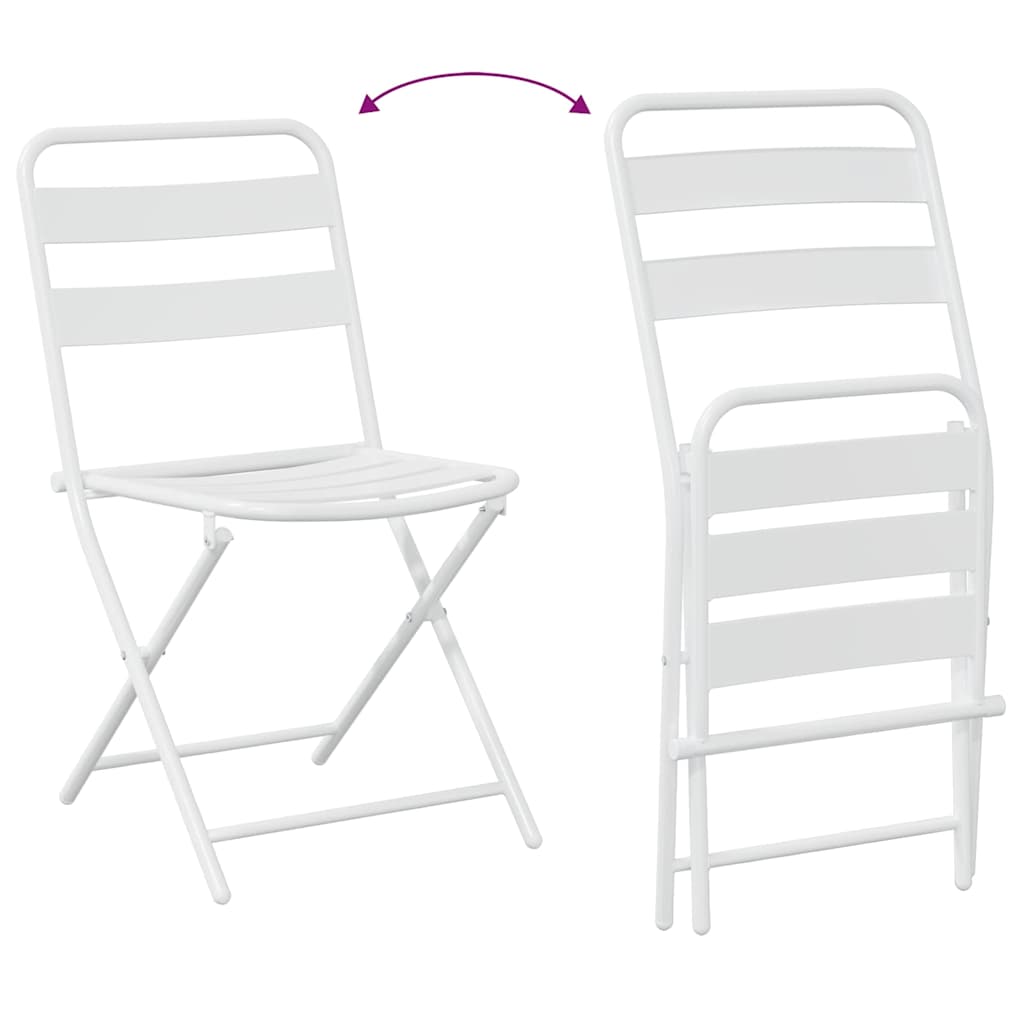 vidaXL Bistro Set Folding 3 pcs White Steel
