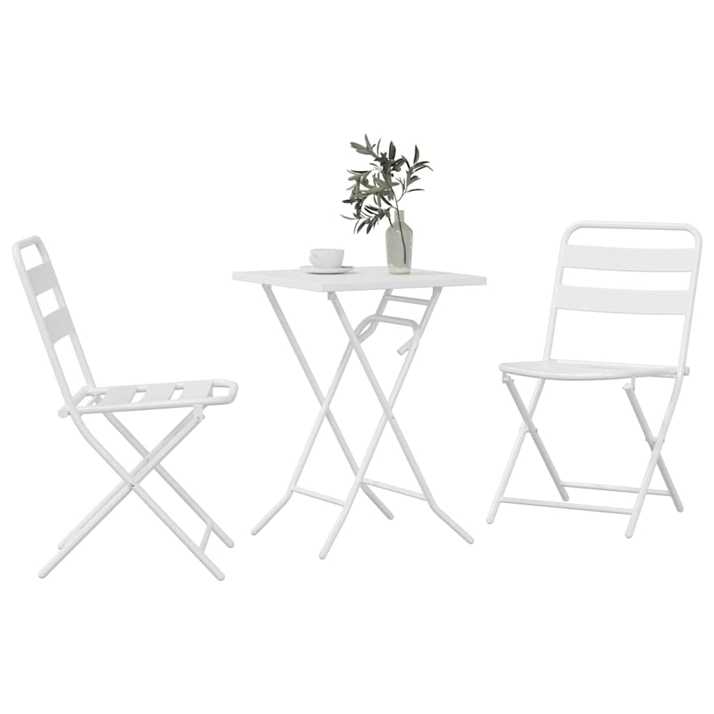 vidaXL Bistro Set Folding 3 pcs White Steel