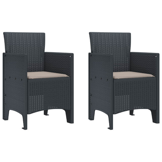 Garden Chair 2 pcs Anthracite Polypropylene