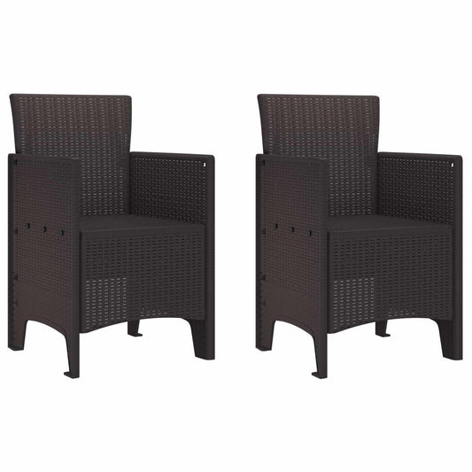 Garden Chair 2 pcs Brown Polypropylene