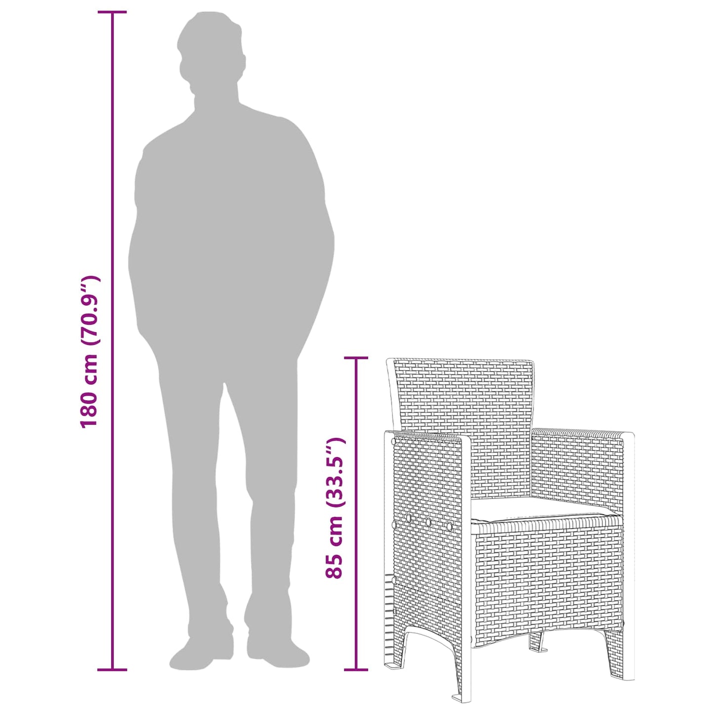 Garden Chair 2 pcs Brown 53 x 49 x 85 cm Polypropylene