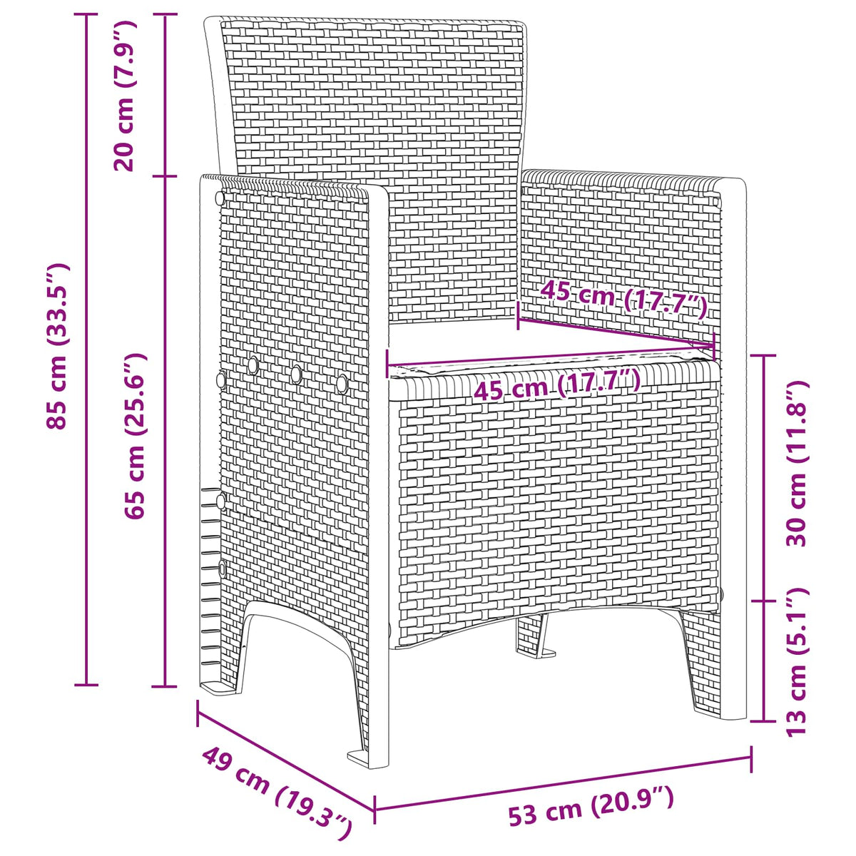 Garden Chair 2 pcs Brown Polypropylene