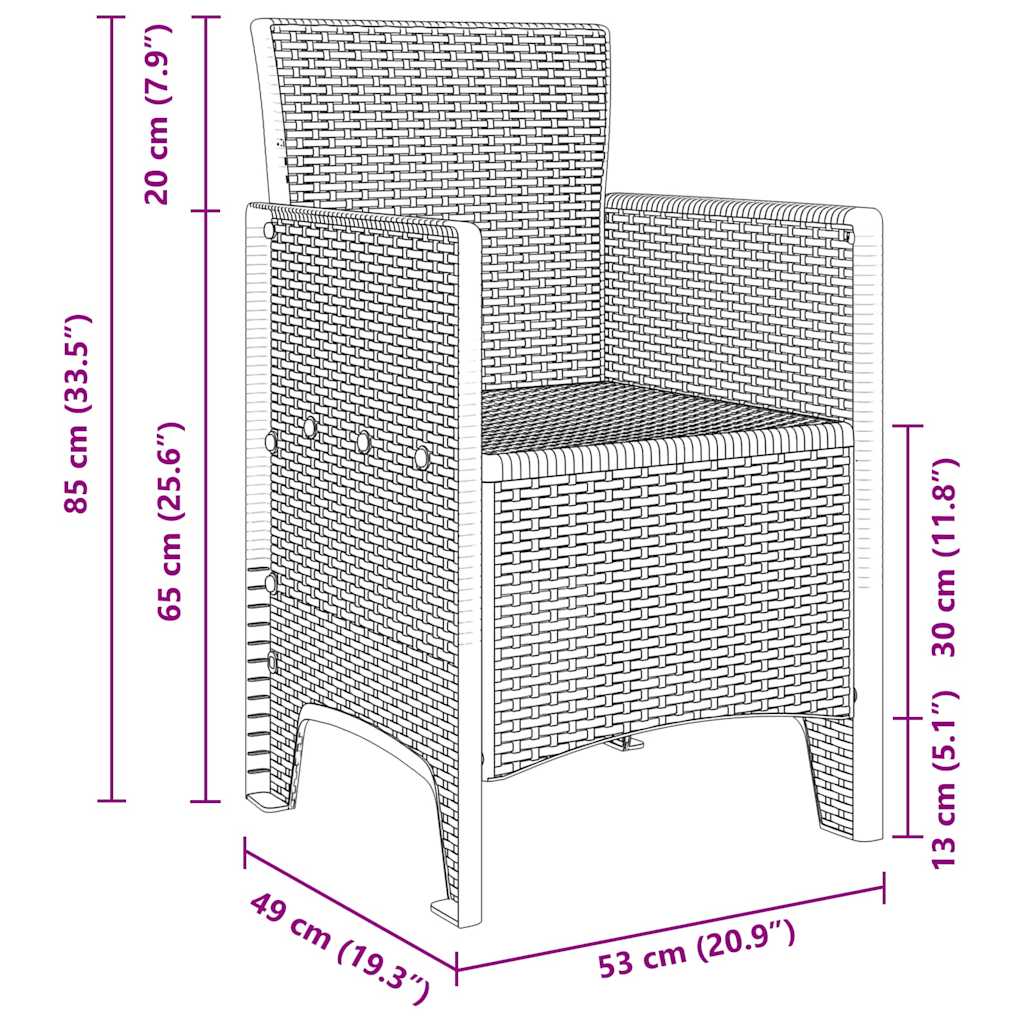 Garden Chair 2 pcs Light Grey 53 x 49 x 85 cm Polypropylene