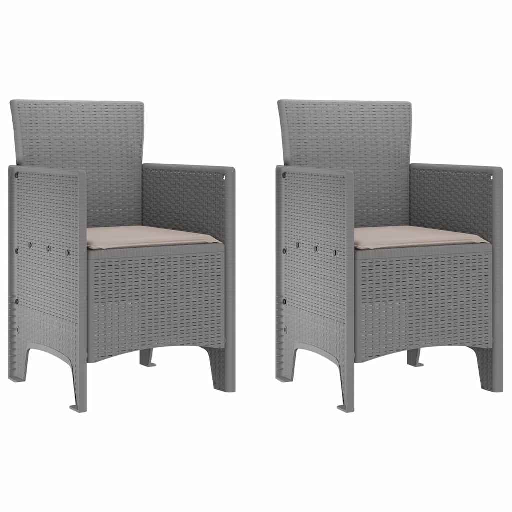 Garden Chair 2 pcs Light Grey 53 x 49 x 85 cm Polypropylene