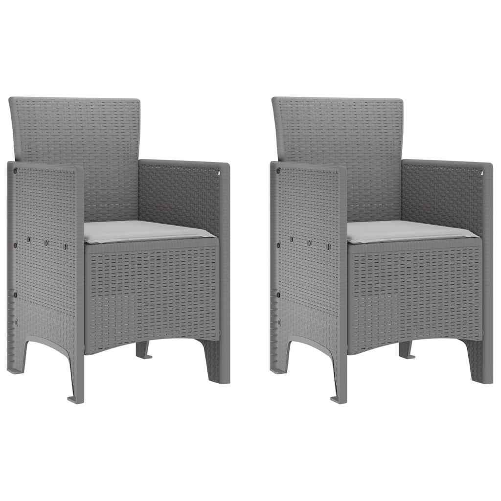 Garden Chair 2 pcs Light Grey 53 x 49 x 85 cm Polypropylene
