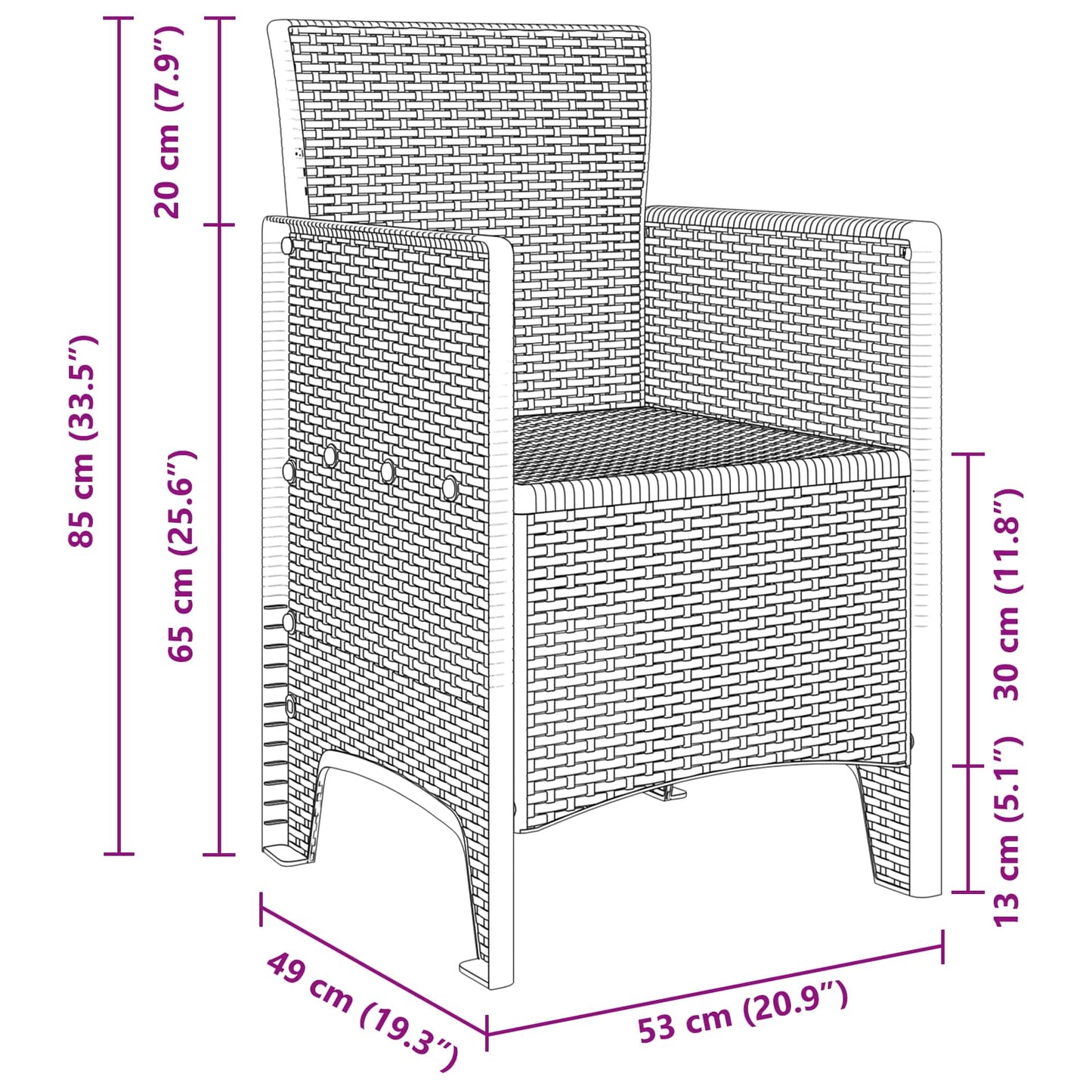 Garden Chair 4 pcs White 53 x 49 x 85 cm Polypropylene
