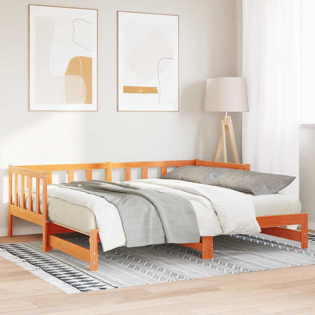 Day bed with Trundle Wax Brown 203.5 x 184 x 66 cm