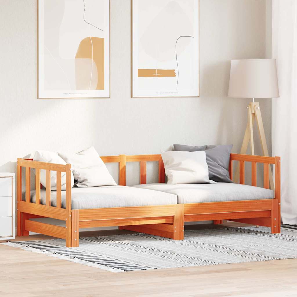 Day bed with Trundle Wax Brown 203.5 x 184 x 66 cm