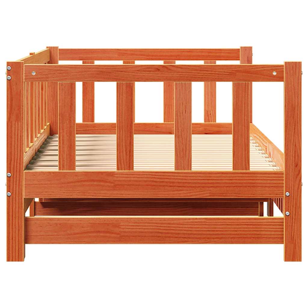 Day bed with Trundle Wax Brown 203.5 x 184 x 66 cm