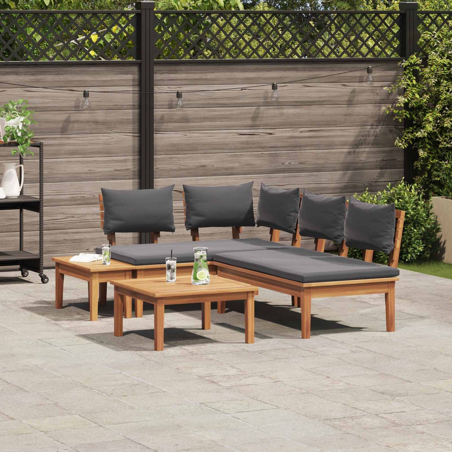 Garden Sofa Set 4 pcs Brown and Grey
