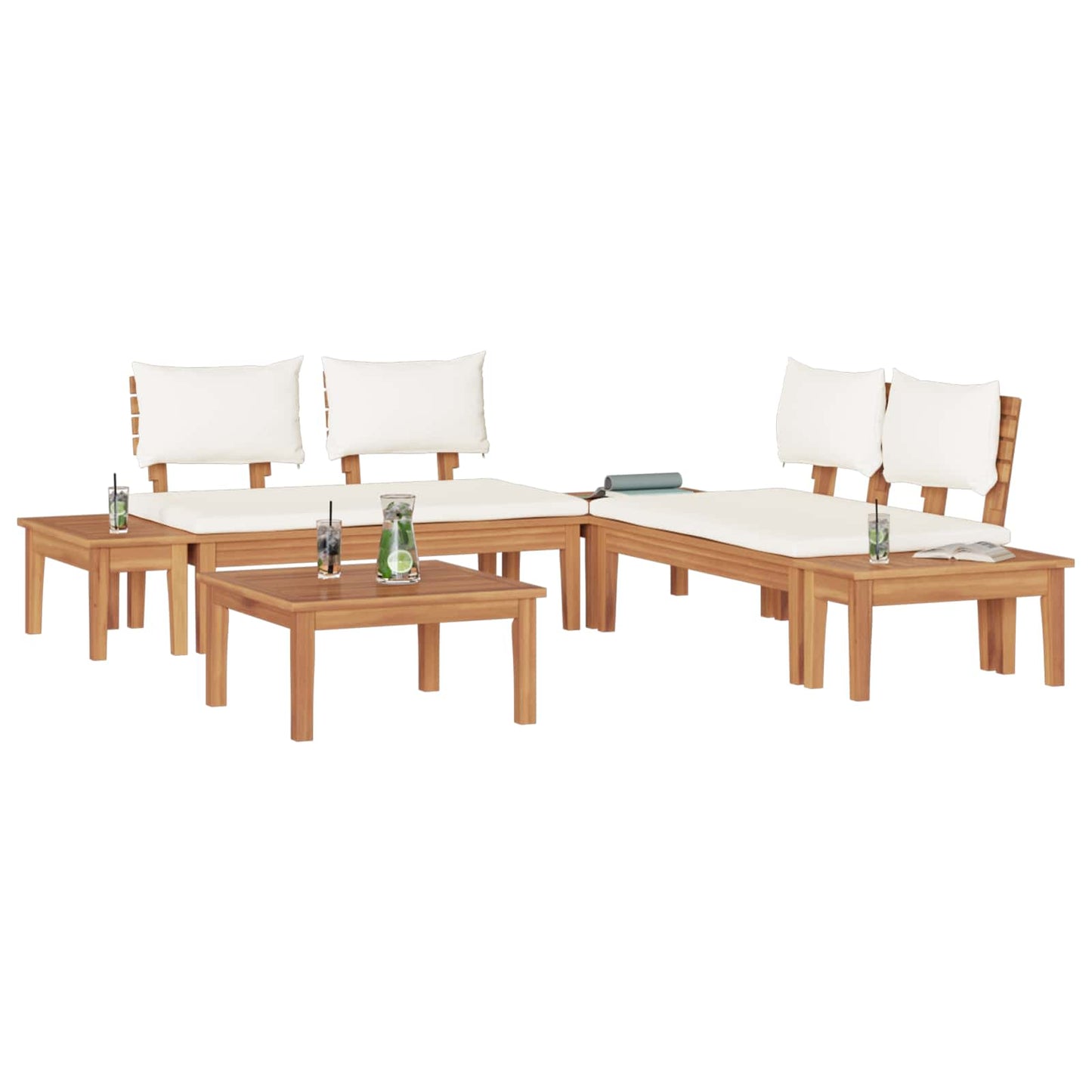Garden Sofa Set 3 pcs Brown and Cream