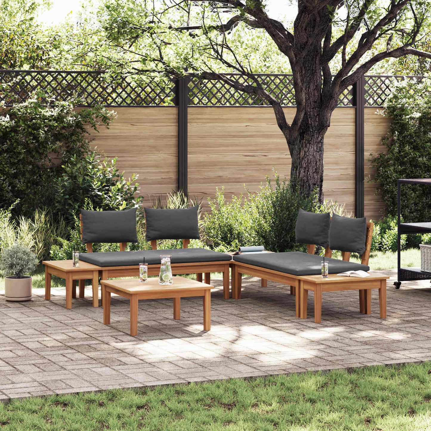Garden Sofa Set 3 pcs Brown and Grey
