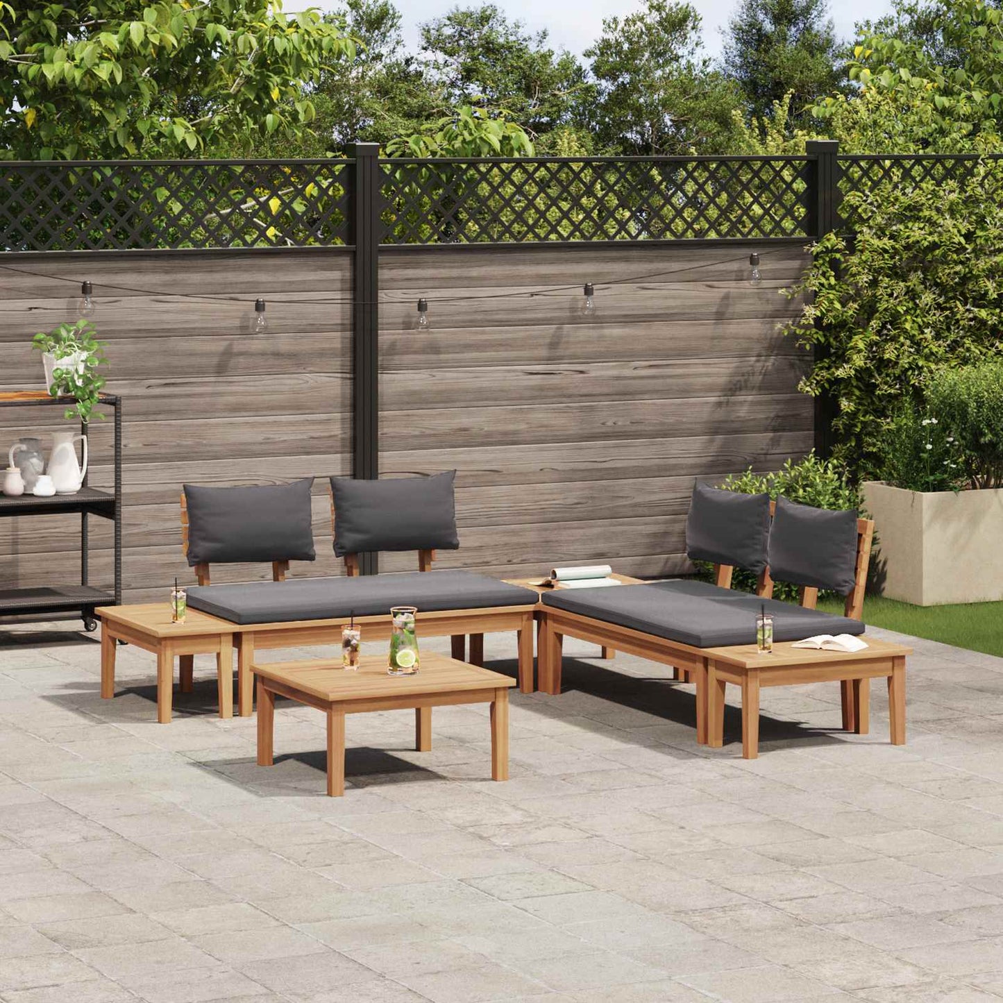 Garden Sofa Set 3 pcs Brown and Grey