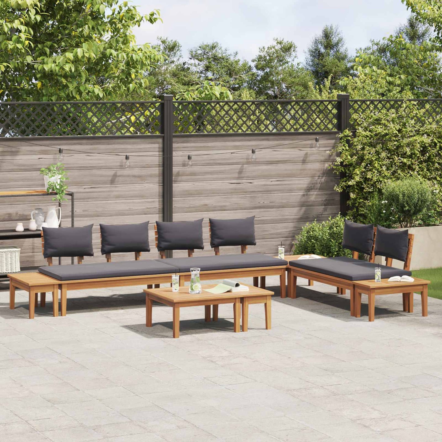 Garden Sofa Set 5 pcs Brown and Grey