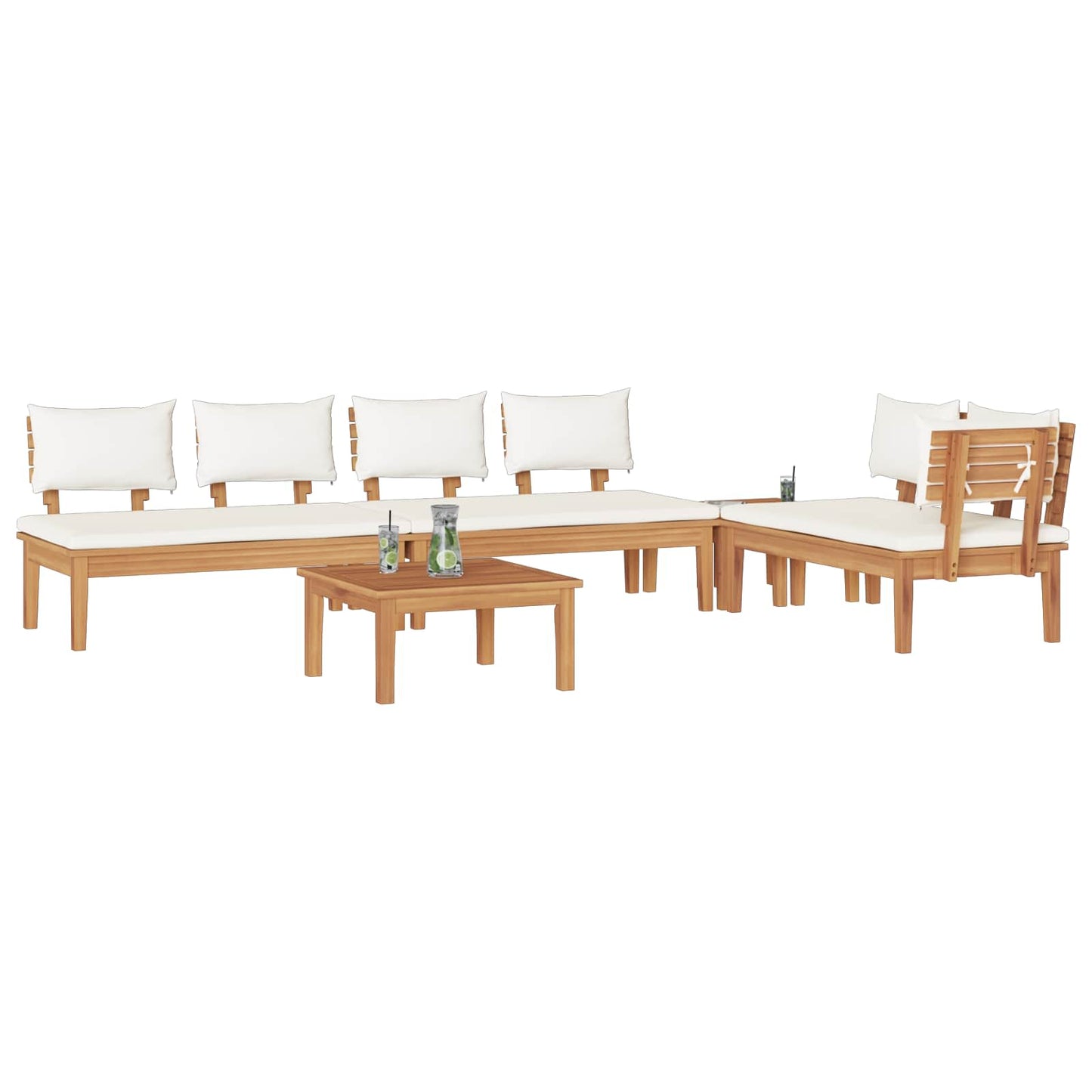 Garden Sofa Set 5 pcs Brown and Cream