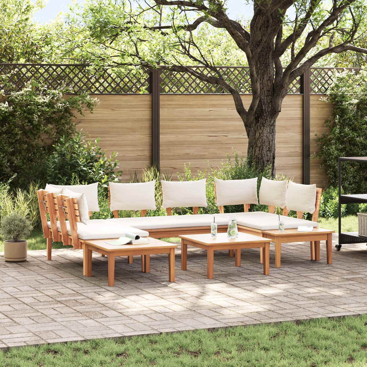 Garden Sofa Set 4 pcs Brown and Cream