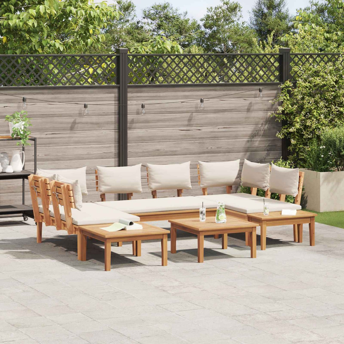 Garden Sofa Set 4 pcs Brown and Cream
