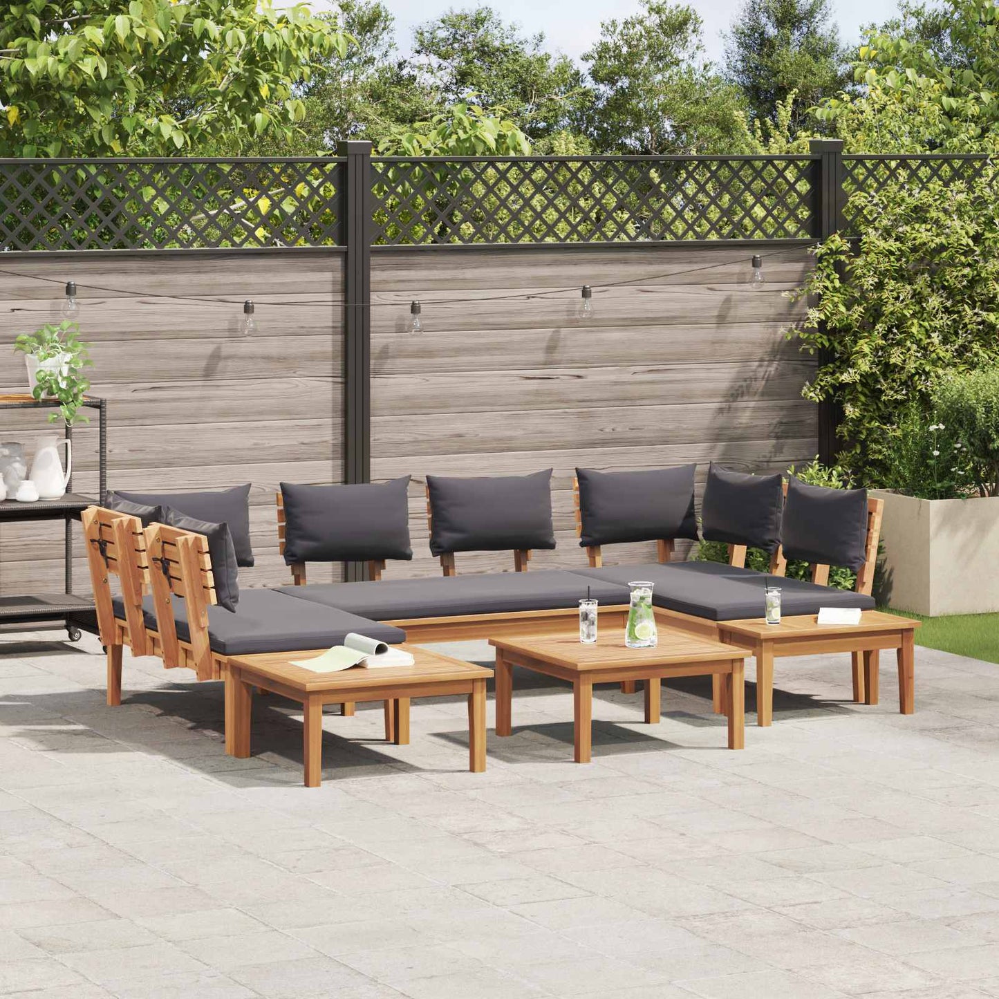 Garden Sofa Set 4 pcs Brown and Grey