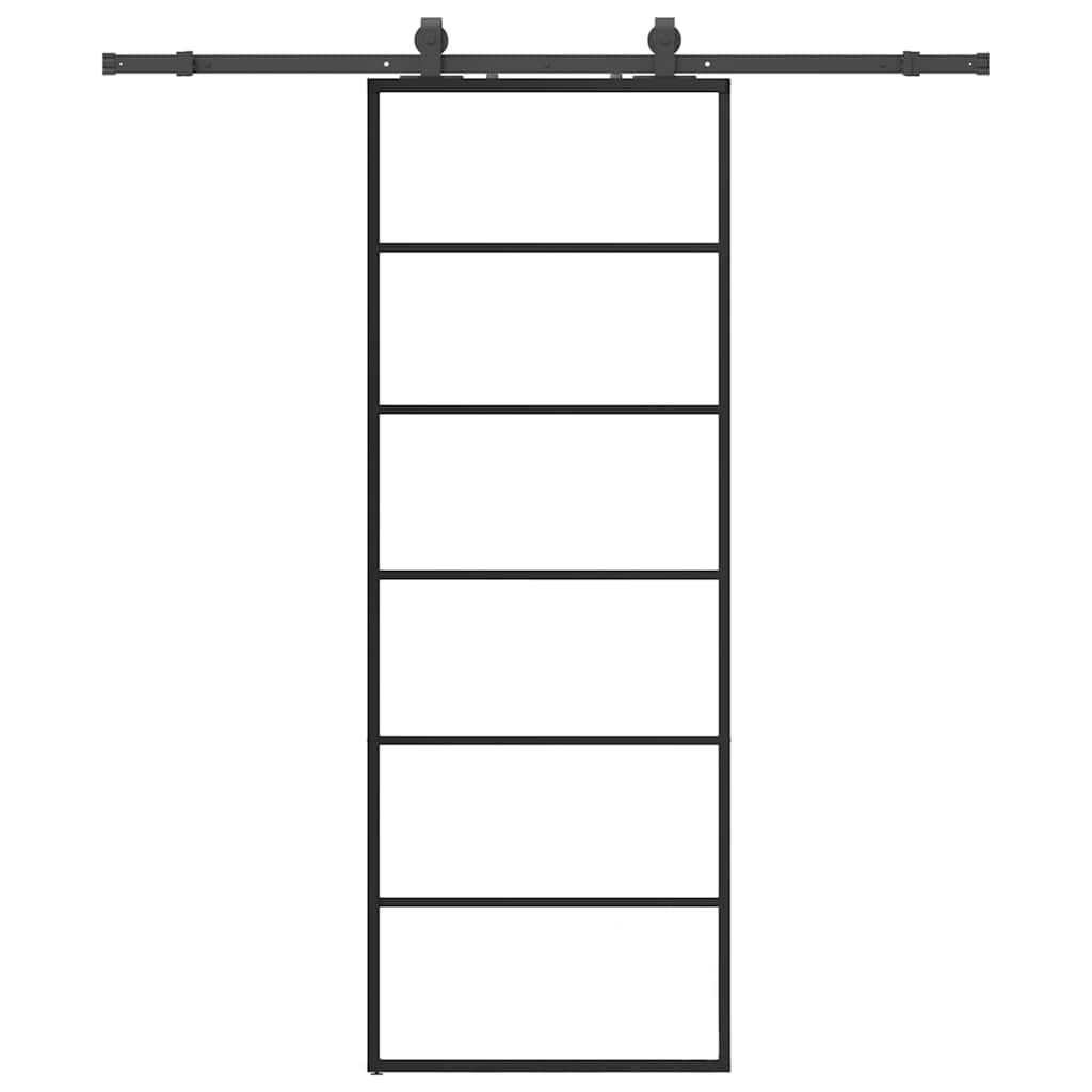 Sliding Door with Hardware Set Black 76x205 cm ESG Glass