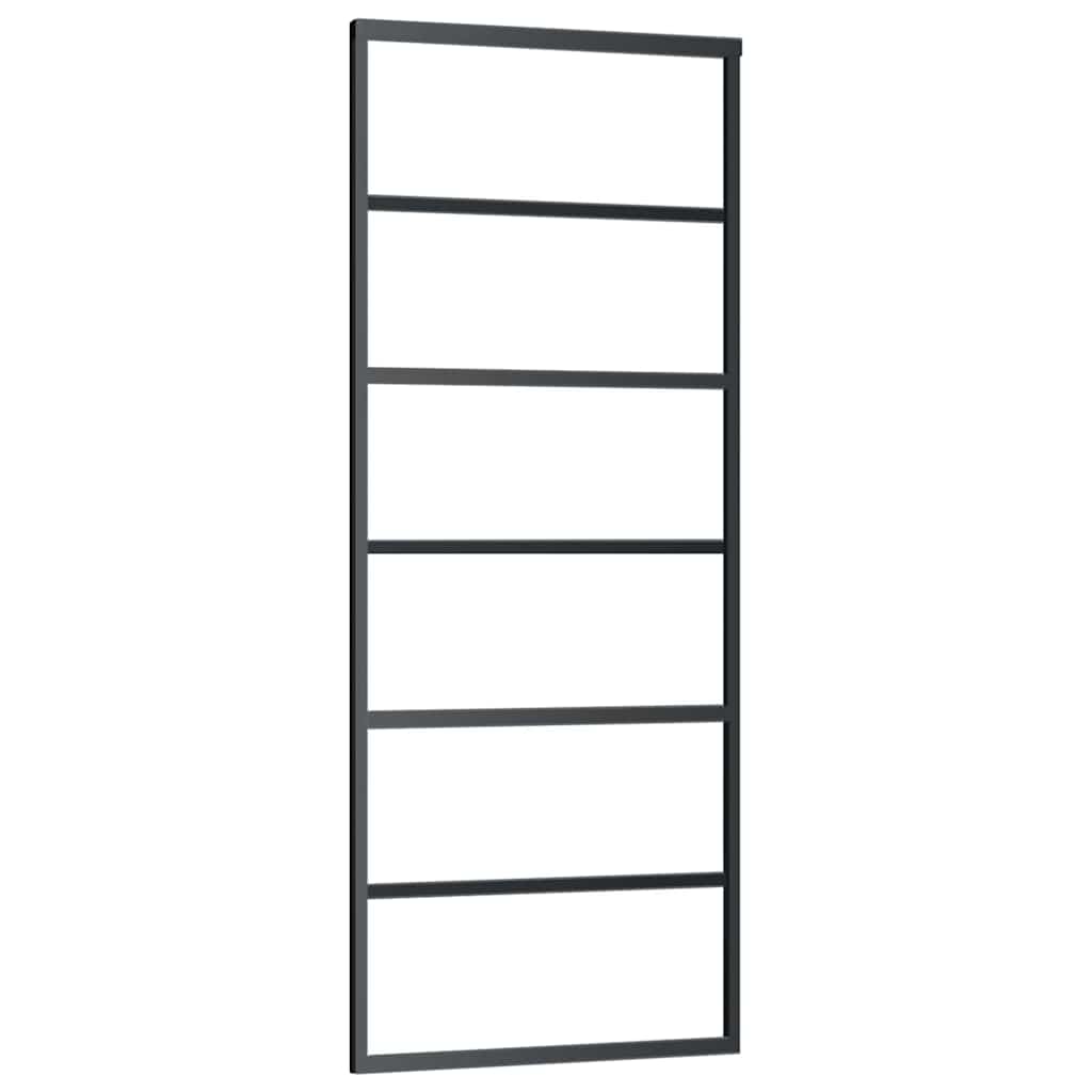 Sliding Door with Hardware Set Black 76x205 cm ESG Glass