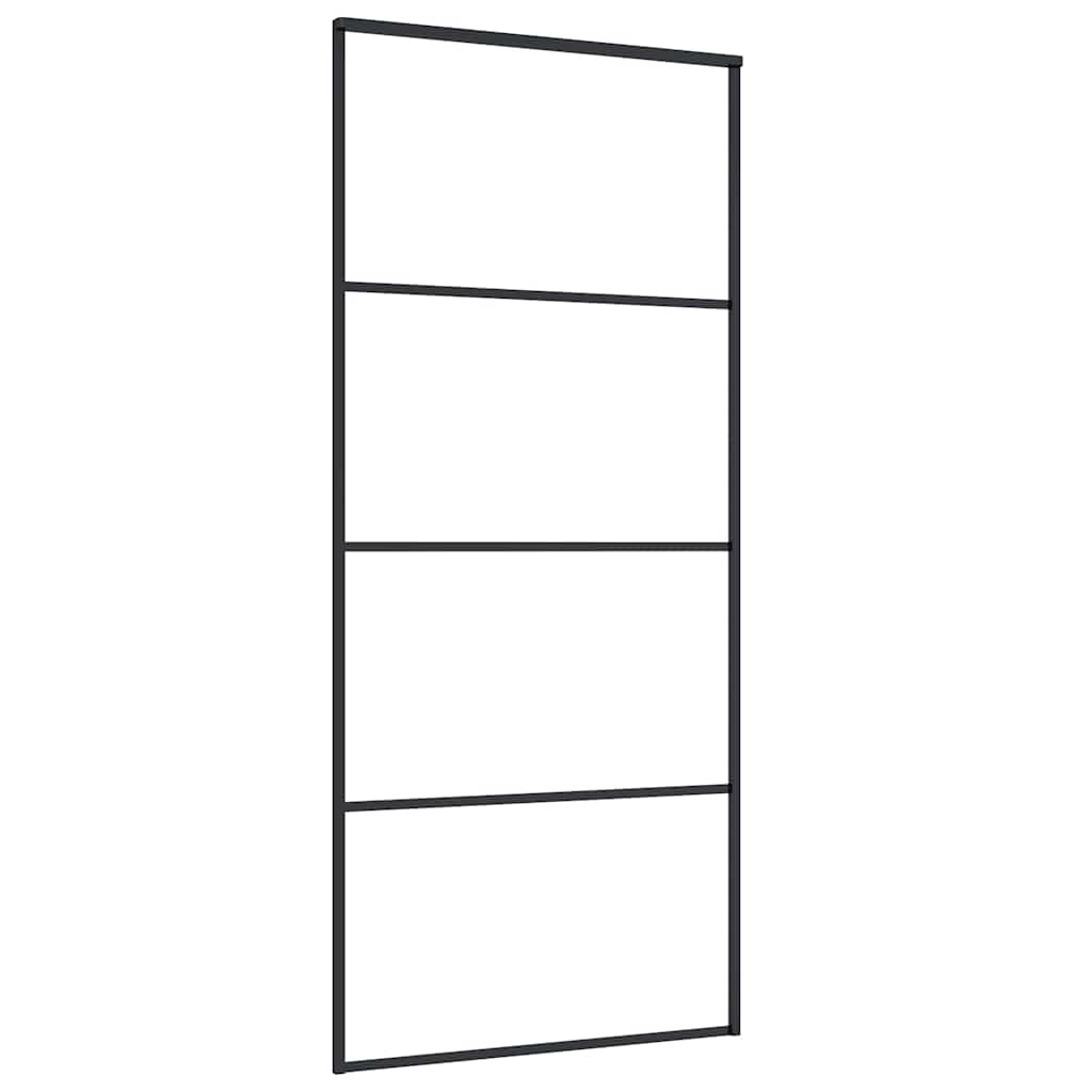 Sliding Door with Hardware Set Black 90x205 cm ESG Glass