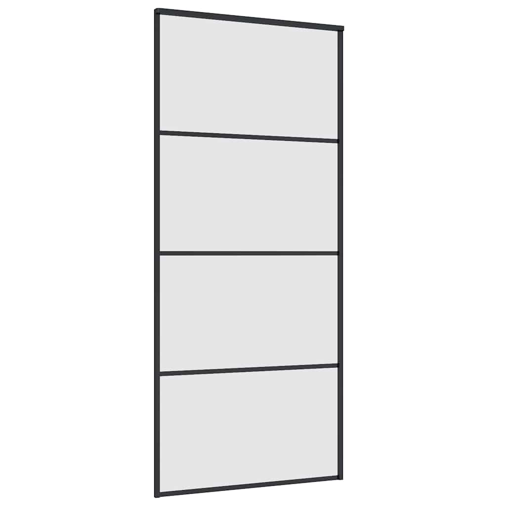 Sliding Door with Hardware Set Black 90x205 cm ESG Glass