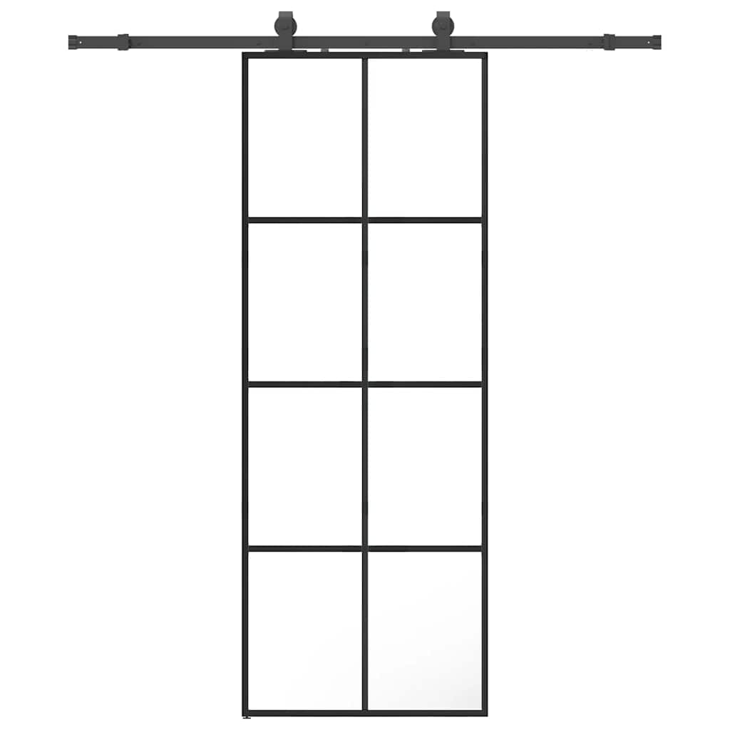 Sliding Door with Hardware Set Black 76x205 cm ESG Glass