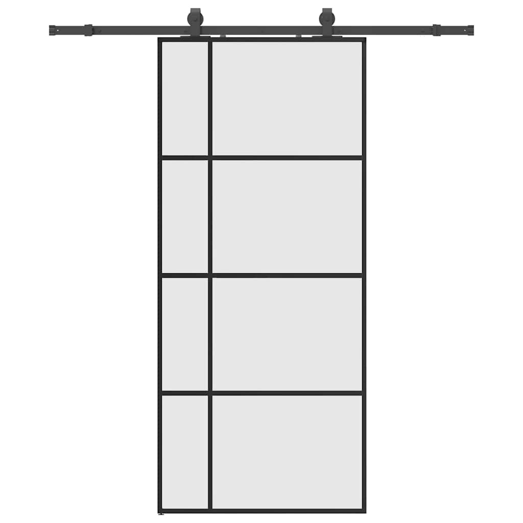 Sliding Door with Hardware Set Black 90x205 cm ESG Glass