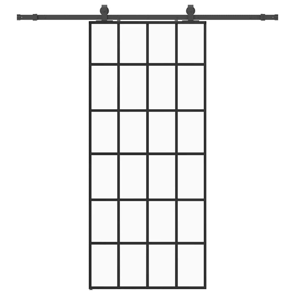 Sliding Door with Hardware Set Black 90x205 cm ESG Glass