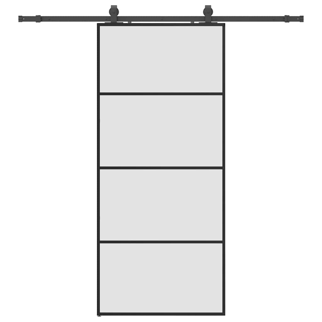 Sliding Door with Hardware Set Black 90x205 cm ESG Glass