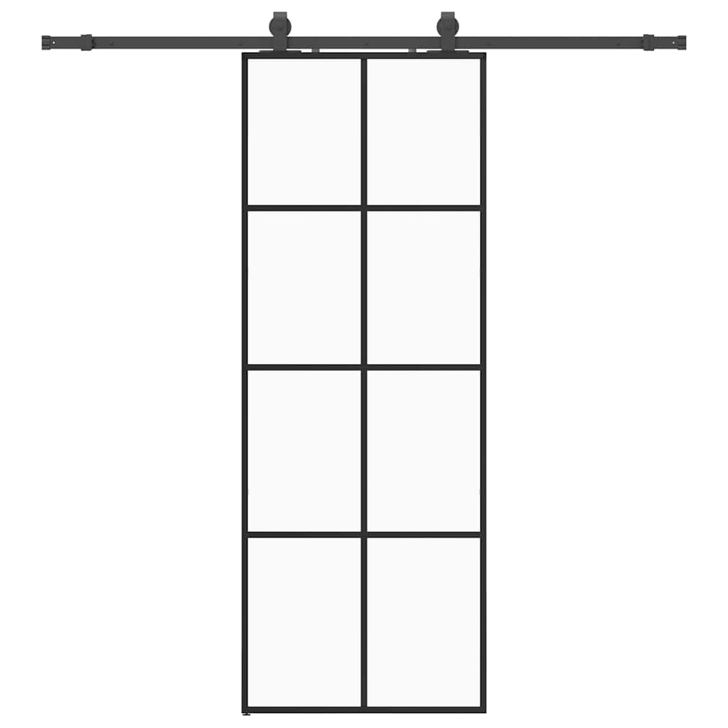 Sliding Door with Hardware Set Black 76x205 cm ESG Glass