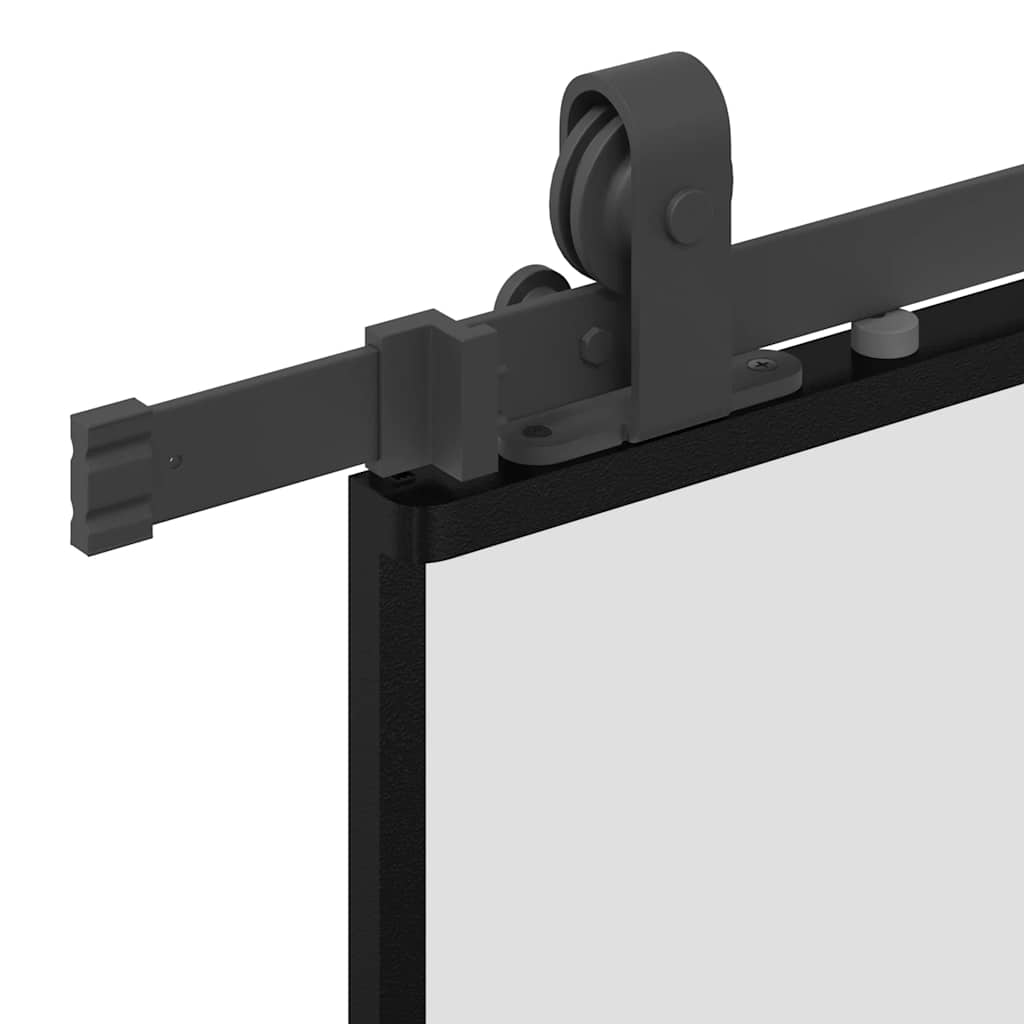 Sliding Door with Hardware Set Black 90x205 cm Tempered Glass