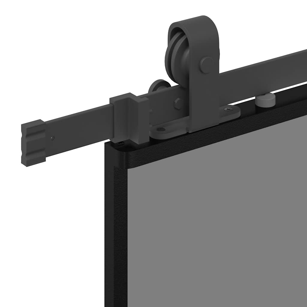 Sliding Door with Hardware Set Black 102.5x205 cm Tempered Glass