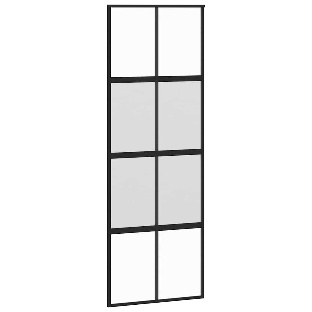 Sliding Door with Hardware Set Black 76x205 cm Tempered Glass