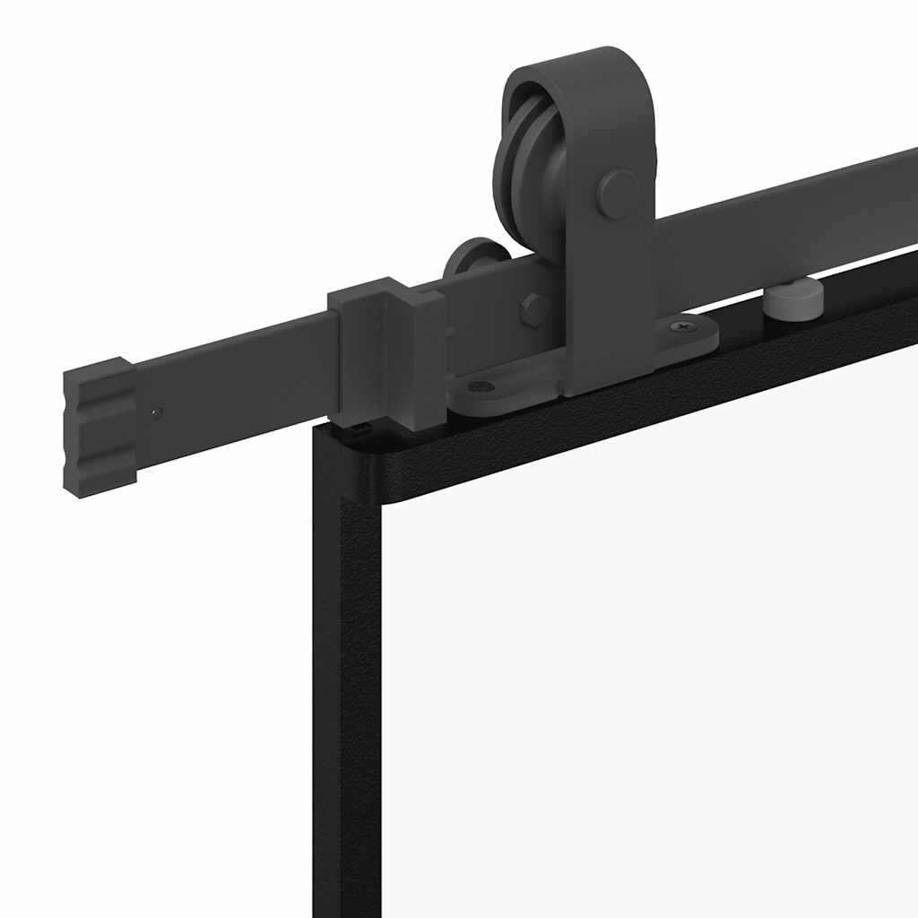 Sliding Door with Hardware Set Black 102.5x205 cm Tempered Glass