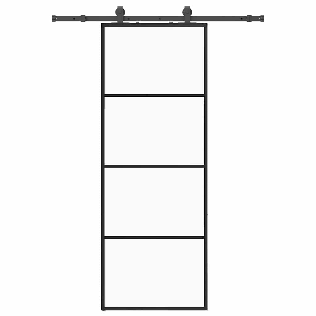 Sliding Door with Hardware Set Black 76x205 cm ESG Glass