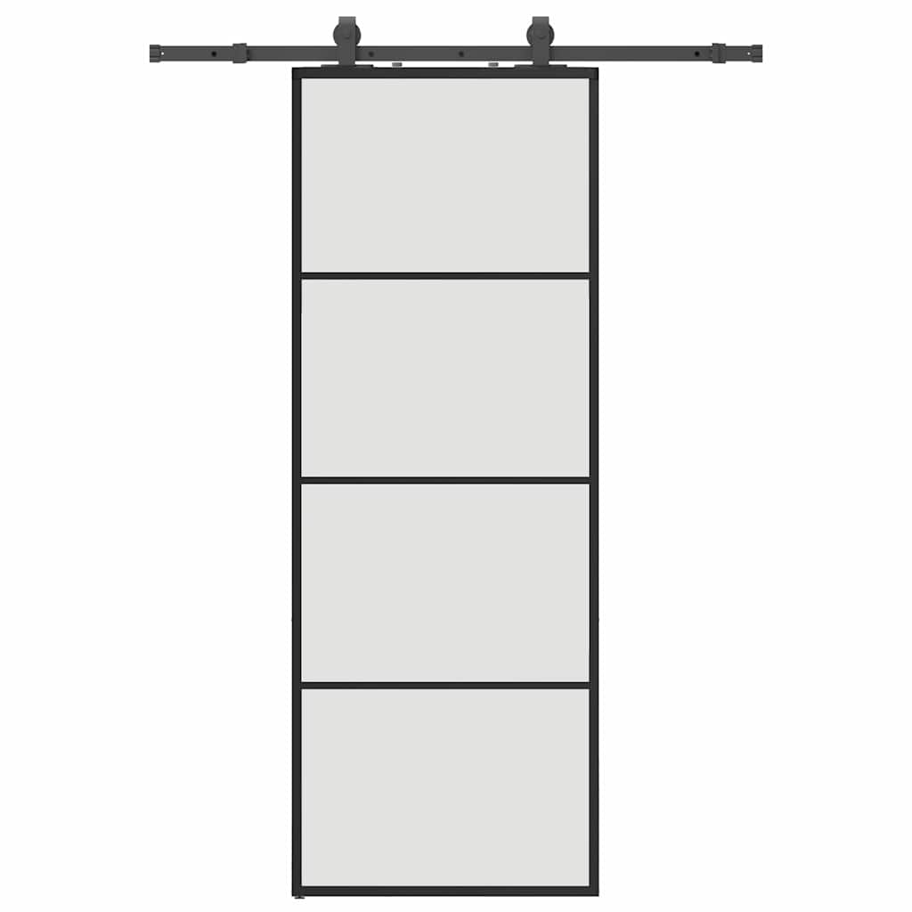 Sliding Door with Hardware Set Black 76x205 cm ESG Glass