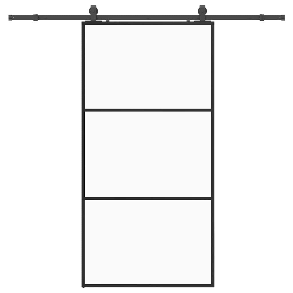 Sliding Door with Hardware Set Black 102x205 cm ESG Glass
