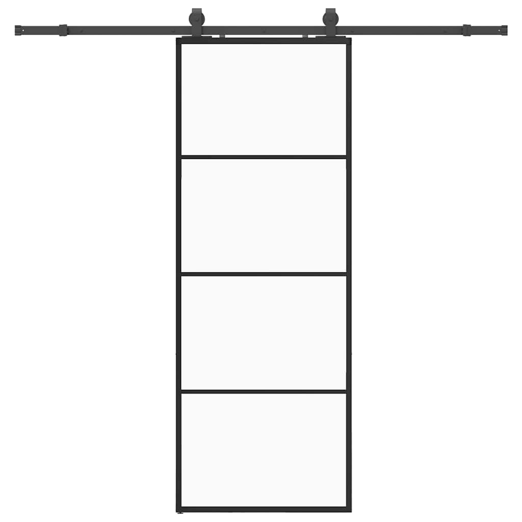 Sliding Door with Hardware Set Black 76x205 cm ESG Glass