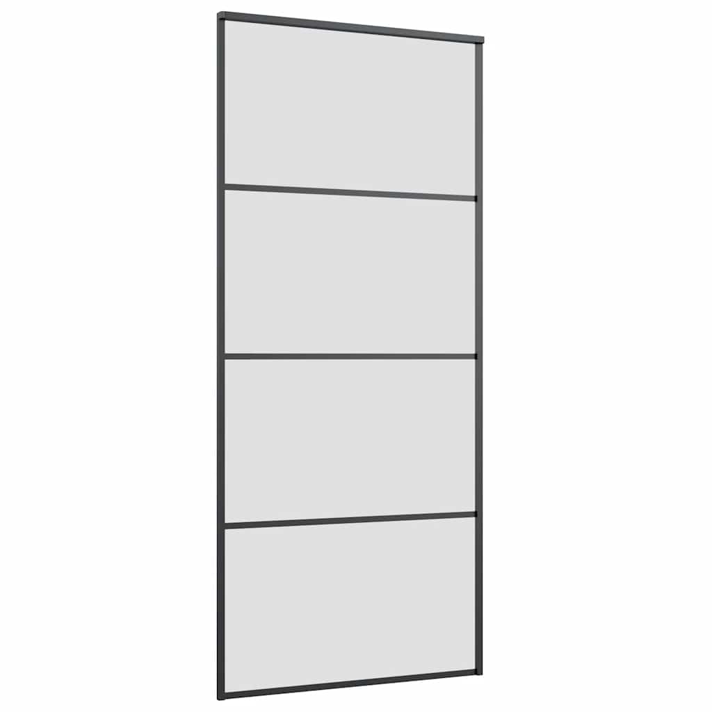Sliding Door with Hardware Set Black 90x205 cm ESG Glass