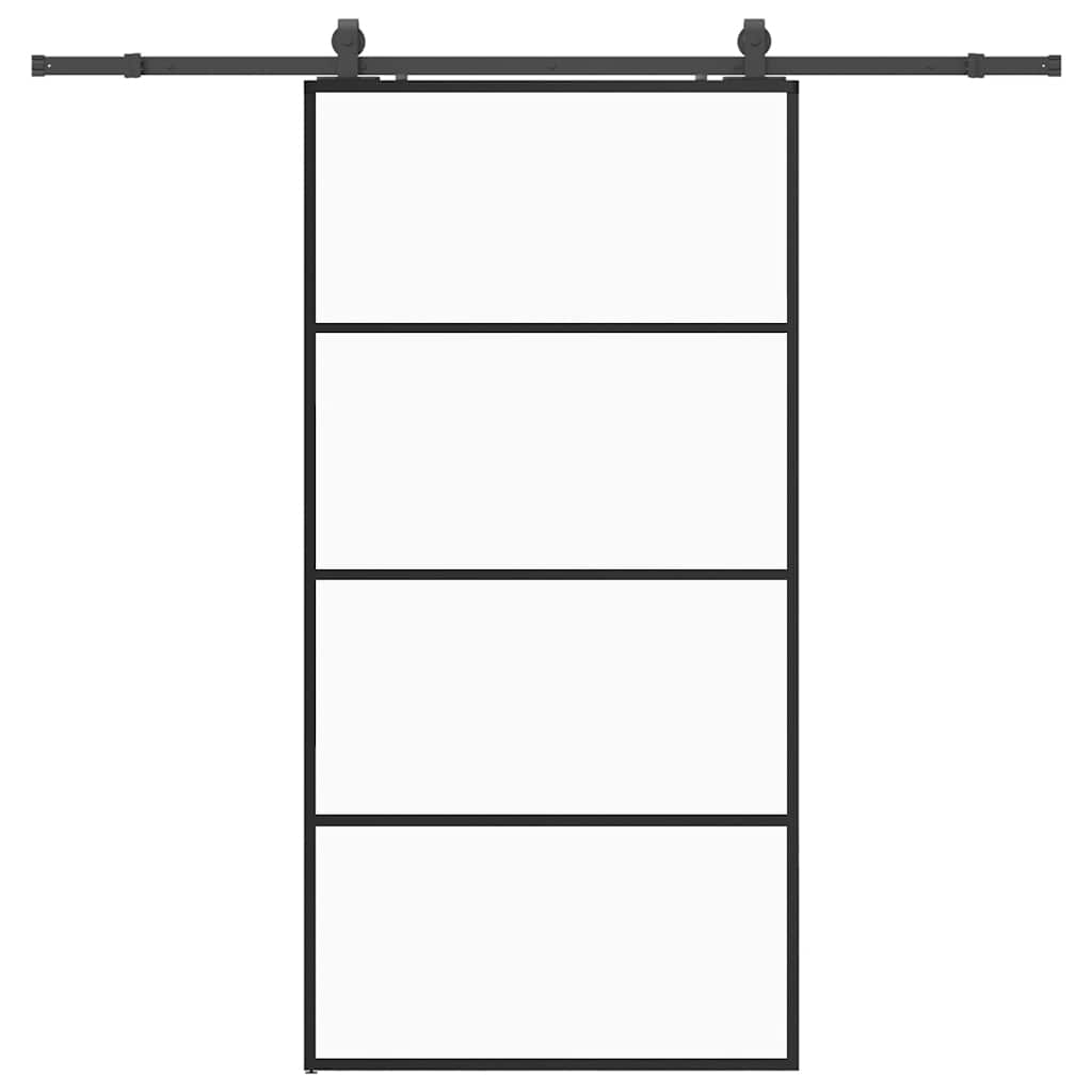 Sliding Door with Hardware Set Black 102.5x205 cm ESG Glass