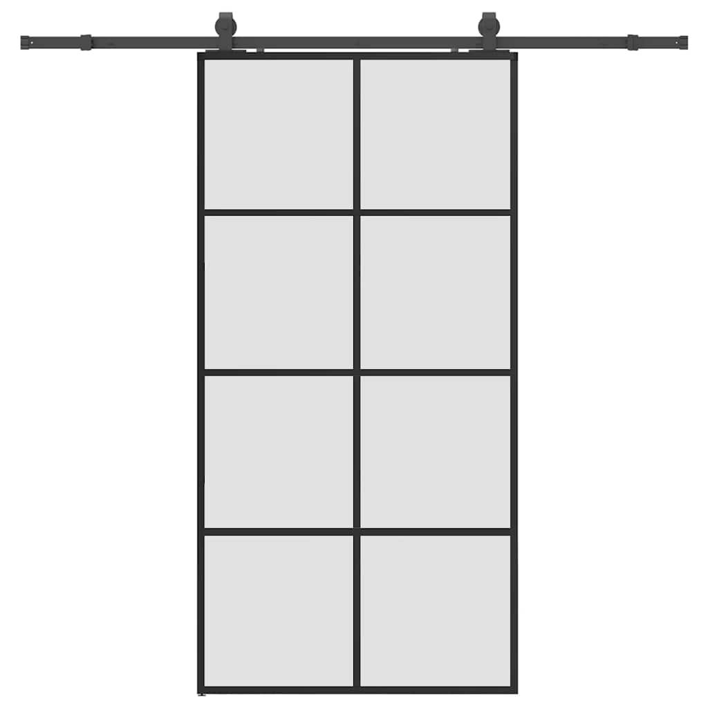 Sliding Door with Hardware Set Black 102.5x205 cm ESG Glass