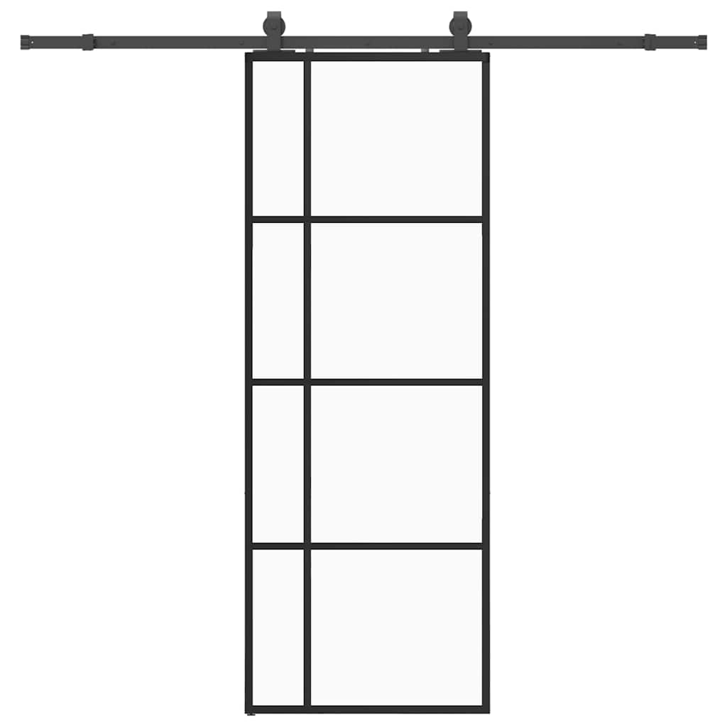 Sliding Door with Hardware Set Black 76x205 cm ESG Glass