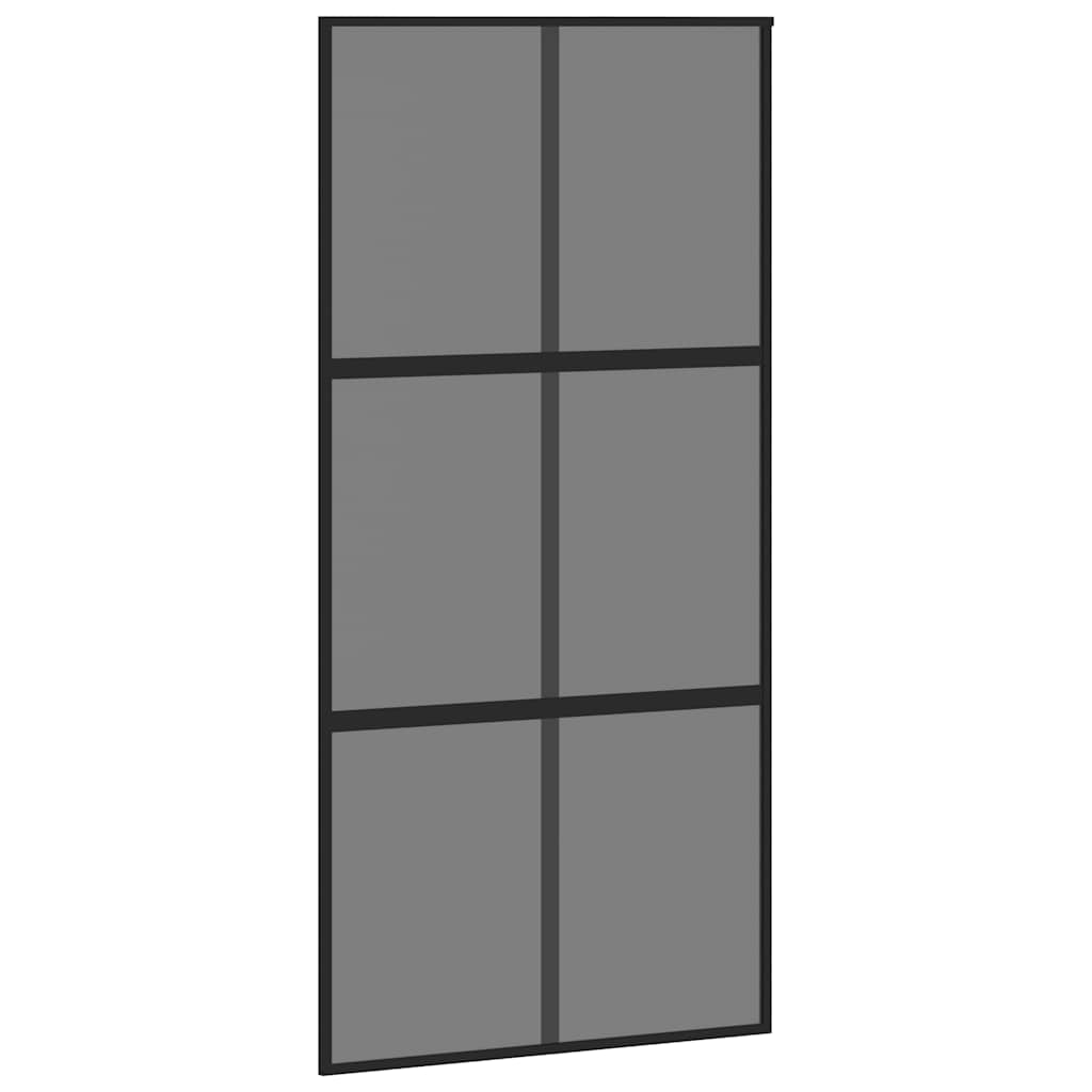 Sliding Door with Hardware Set Black 102.5x205 cm Tempered Glass