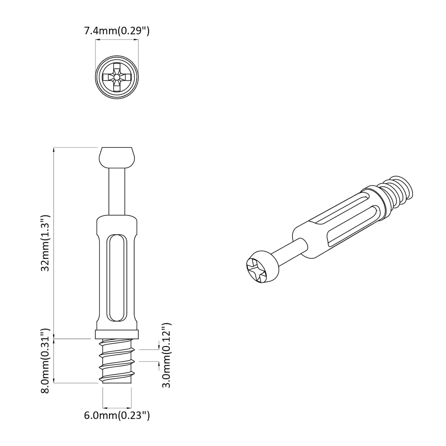 Cam Lock Screw 4000 pcs Silver and Black Metal