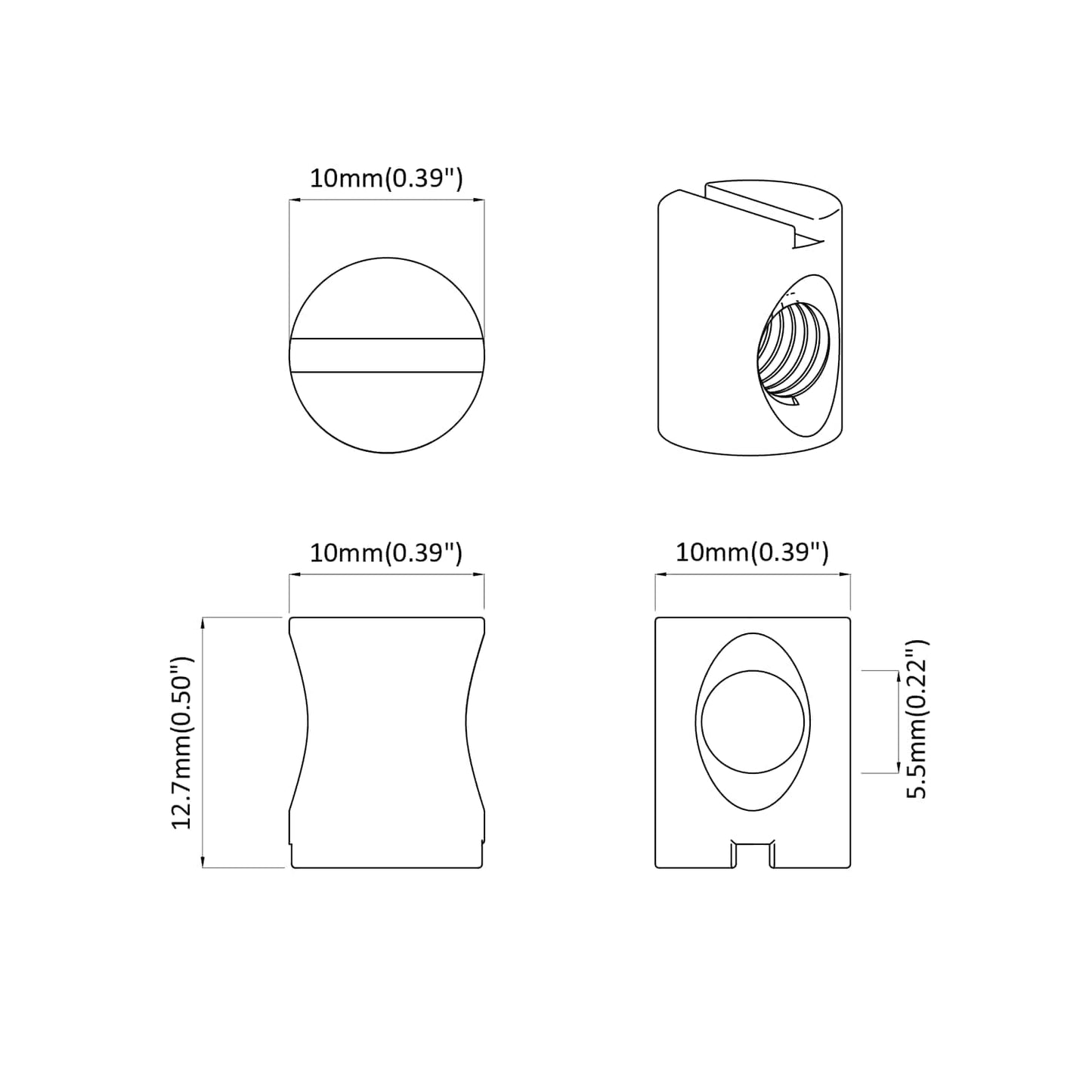 Barrel Nuts 4500 pcs Silver M6 x 12 mm Metal