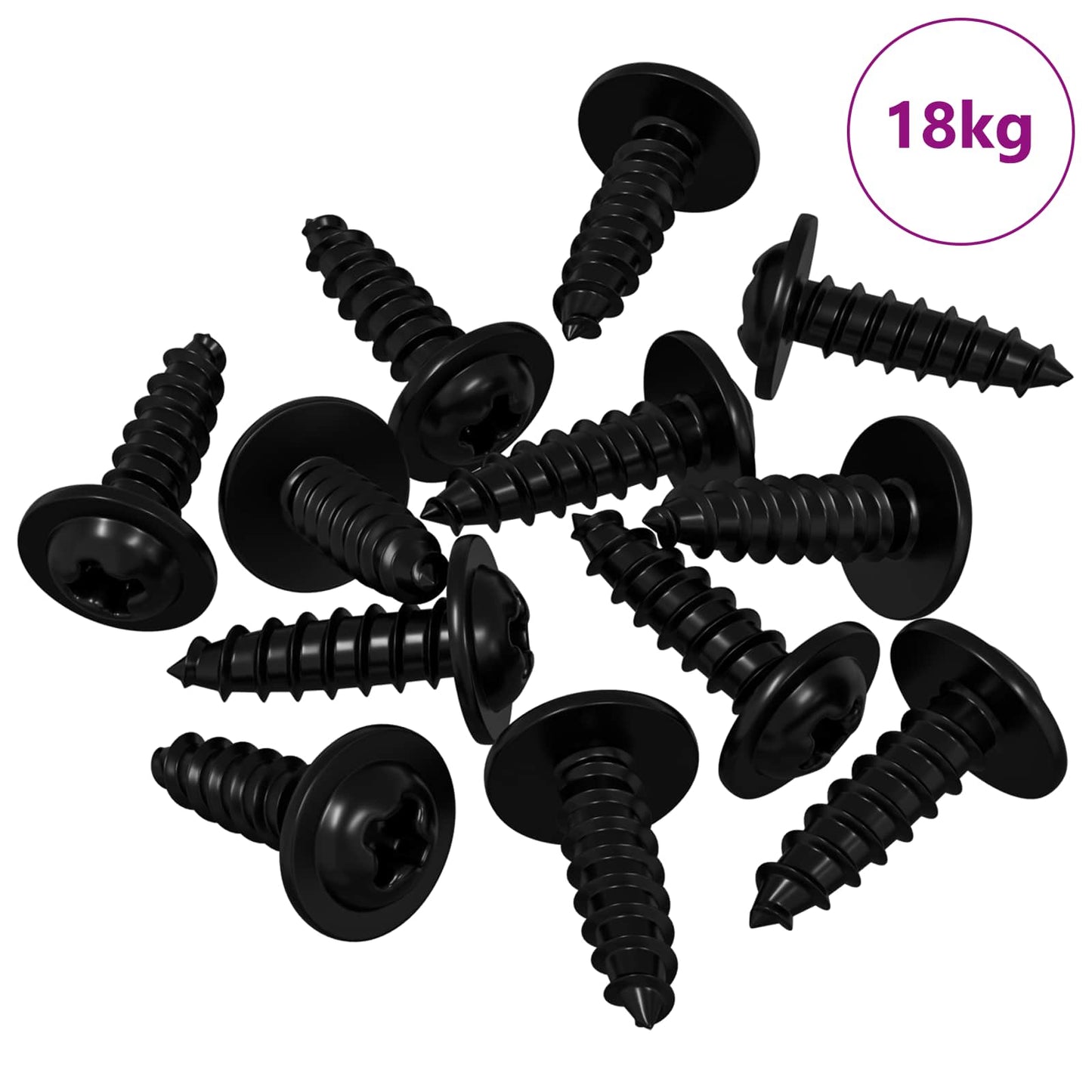Self Tapping Nail 16364 pcs Black 3.5 x 12 mm Iron