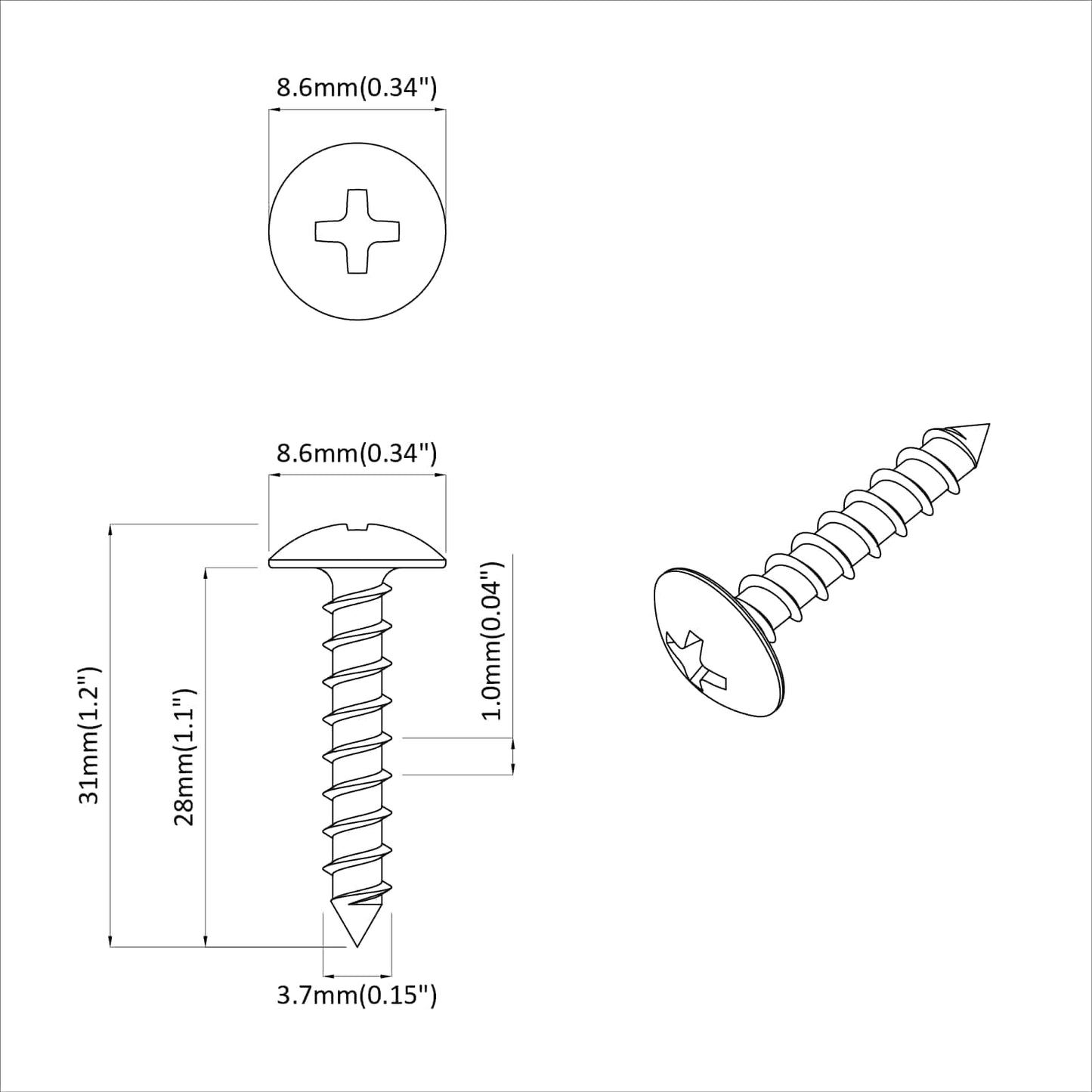 Tapping Nail 8219 pcs Black Steel