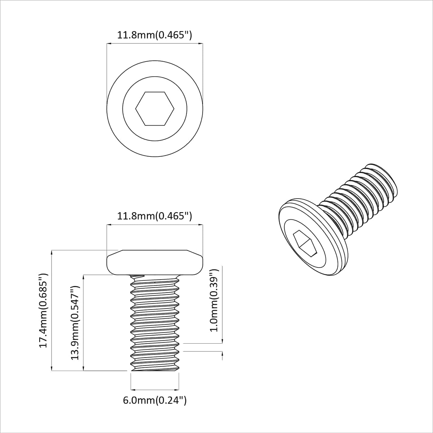 Head Lock Screw 3600 pcs Silver Steel
