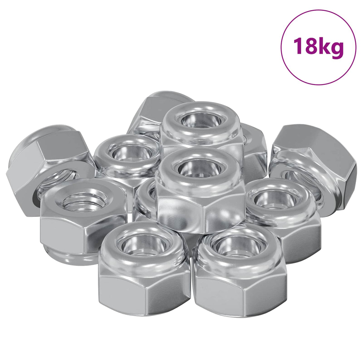 Nut 9574 pcs Silver M6 x 10 mm Iron